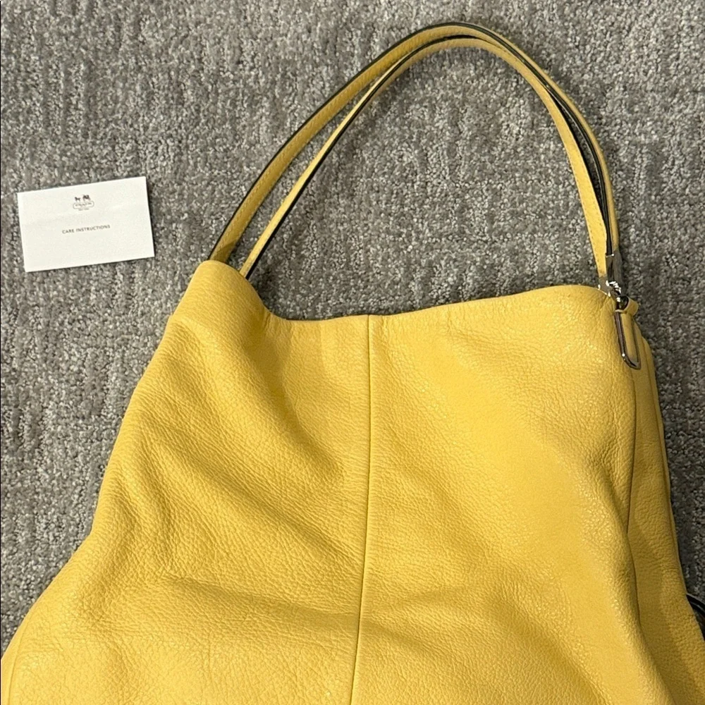 Coach Vintage Madison Phoebe Butter Yellow Leather Shoulder Tote Bag Boho